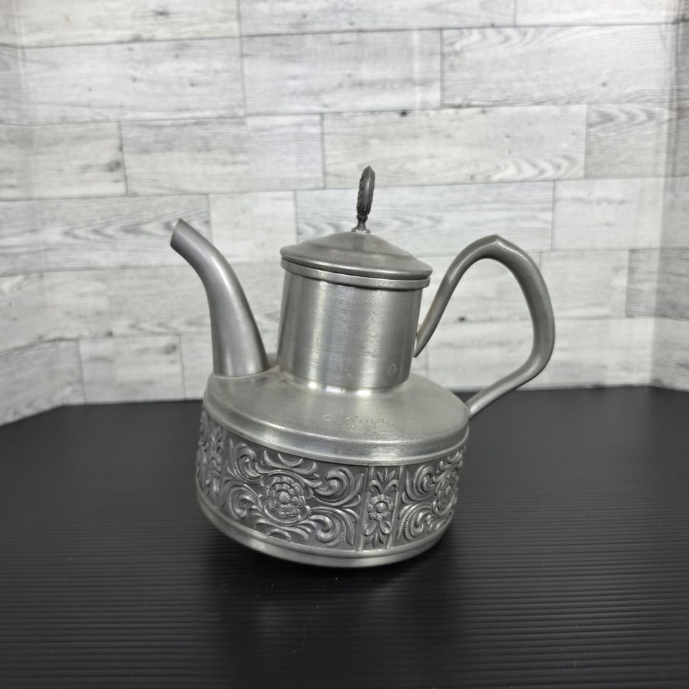 VTG Norske Pewter 1960 Teapot With Lid Made With High Quality Pewter In Norway